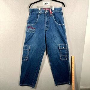 Vintage Paco Jeans Mens 30x32 Baggy Cargo Pockets Embroidered Y2K Hip Hop